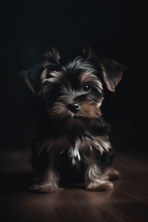 Sweet black and tan Morkie puppy